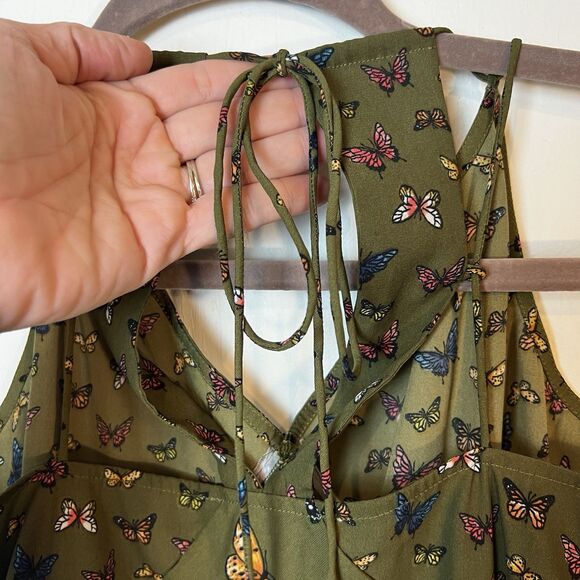 Abercrombie & Fitch Green Butterfly V-neck Strappy Mini Slip Dress Sz S - Picture 6 of 13